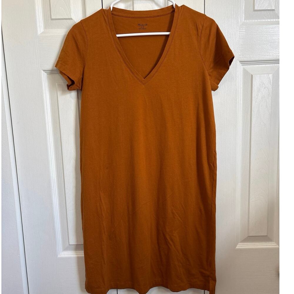 Madewell NWT Burnt Orange V-Nwck T-Shirt Dress Size Small